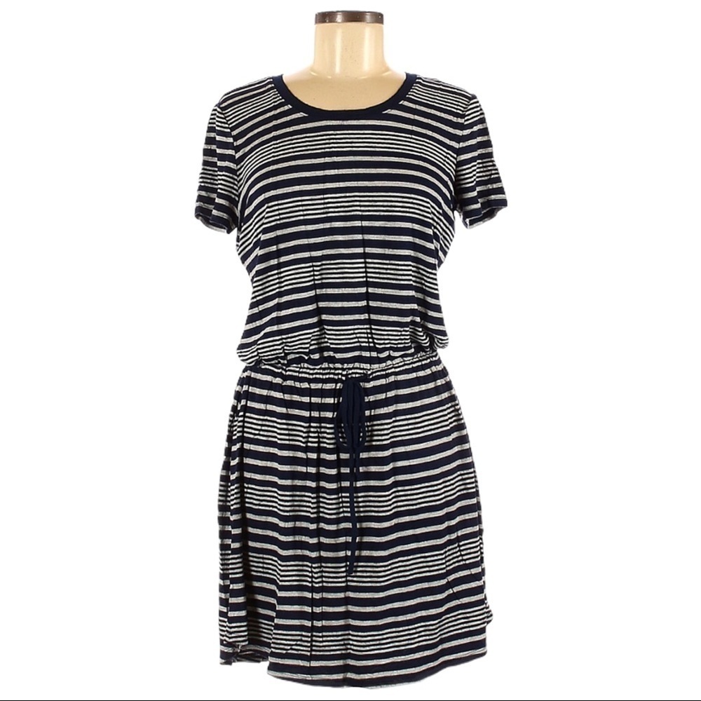 🌺 Olive & Oak Navy Stripe Drawstring Jersey Soft Dress Size S